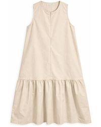 MixRay - Maxi Dress With Collar And Ruffle Details - Lyst