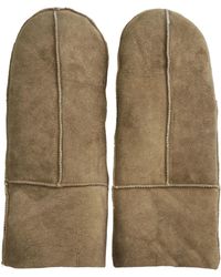 Infinity Leather - Damen-Fäustlinge Aus Echtem Wildleder Und Schaffell, Hellbraun, Warme Handschuhe - Lyst