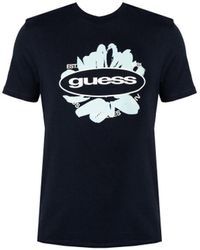 Guess - T-shirt La Logo Mannen Blauw - Lyst