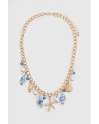 Boohoo - Porcelain Print Ocean Detail Charm Necklace - Lyst