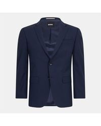 BOSS - Solid Patterned Single Button Lapel Collared Suit Jacket - Lyst