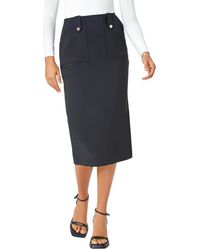 Roman - Ribbed Pocket Detail Midi Stretch Skirt - Lyst