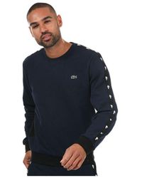 Lacoste - Sweatshirt Met Logotape Voor , Marineblauw - Lyst