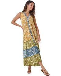 Roman - Patchwork Print Tiered Maxi Dress - Lyst