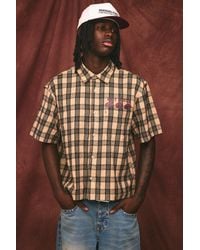 BoohooMAN - Oversized Boxy Western Print Check Short Sleeve Shirt - Lyst