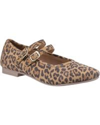 Hush Puppies - Nancy Mary Jane Leather Leopard Flats - Lyst