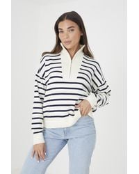 Brave Soul - 'Jottie' Striped 1/2 Zip Knitted Jumper - Lyst