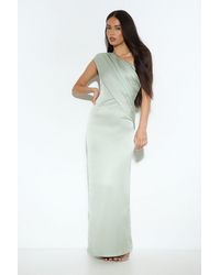 MissPap - Draped Neckline Satin Bridesmaid Maxi Dress - Lyst