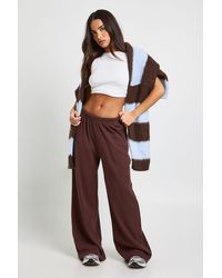 Boohoo - Petite Rib Wide Leg Trouser - Lyst