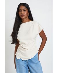 Boohoo - Woven Ruched Side Split Top - Lyst
