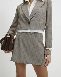 River Island - Skort Check Print Hybrid Fabric Tailored - Lyst