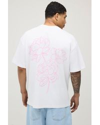 BoohooMAN - Oversized Floral Stencil Puff Print T-Shirt Cotton - Lyst
