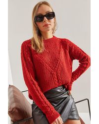 Bianco Lucci - Patterned Thick Crew Neck Sweater - Lyst
