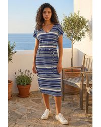 Roman - Petite Stripe Tie Waist Midi Dress - Lyst