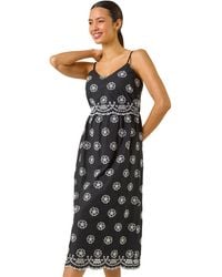 Roman - Embroidered Strap Midi Sun Dress - Lyst