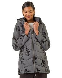 Roman - Floral Flock Padded Coat - Lyst
