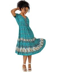 Roman - Petite Floral Border Print Midi Dress - Lyst