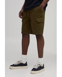 BoohooMAN - Tall Essential Relaxed Fit Elasticated Mid Length Twill Cargo Shorts - Lyst