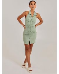 Pink Vanilla - Halterneck Collar Neck Rib Mini Dress - Lyst