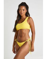 Boohoo - Textured Tie Side Bikini Bottom - Lyst