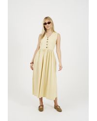 Brave Soul - Sleeveless V-Neck Button Down Midi Dress - Lyst