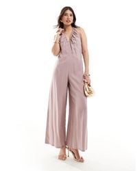 ASOS - Plunge V Neck Halter Jumpsuit - Lyst