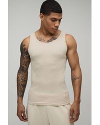BoohooMAN - Basic Muscle Fit Ribbed Vest - Lyst
