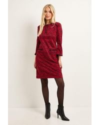 Wallis - Petite Leopard Ponte Contrast Shift Dress - Lyst