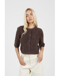 Brave Soul - Short Sleeve Fluffy Yarn Cardigan - Lyst