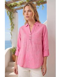 Roman - Floral Print Collar V-Neck Shirt - Lyst