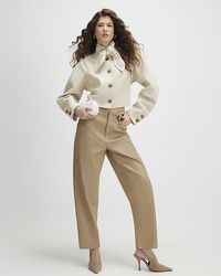 River Island - Trousers Faux Leather Barrel Leg - Lyst