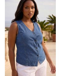 Roman - Curve Denim Button Waistcoat - Lyst