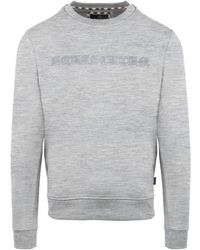 Aquascutum - Embroidered Crew Neck Ribbed Collar Long Sleeve Sweatshirt - Lyst