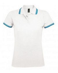 Sol's - Pasadena Getipt Korte Mouw Pique Polo Shirt (wit/aqua Blauw) - Lyst