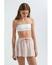 Hiccup - Checked High Waist Elastic Drawstring Shorts - Lyst