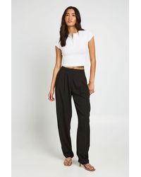 Boohoo - Pleated Barrel Leg Tailored Trousers - Lyst