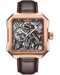 Heritor - Campbell Leather-Band Skeleton Watch - Lyst
