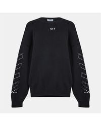 Off-White c/o Virgil Abloh - Off Embroidered Regular Fit Crew Neck Sweater - Lyst