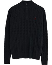 POLO CLUB - Cable-Knit Jumper With Zipped Neck And Rigby Go Logo Cotton - Lyst