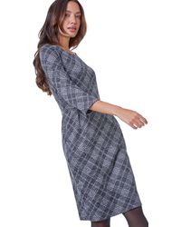 Roman - Checked Pleat Front Shift Dress - Lyst