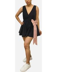 Gini London - Bow Detail Puff Skort Playsuit - Lyst