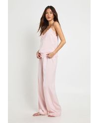 Boohoo - Eyelash Lace Trim Cami & Trouser Pyjama Set - Lyst