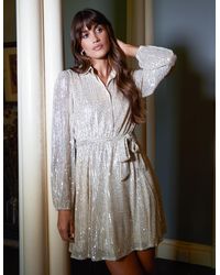 Blue Vanilla - Sequin Shirt Dress - Lyst