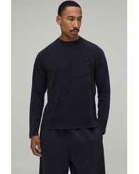BoohooMAN - Essential Washed Regular Fit Raglan Long Sleeve Front Pocket T-Shirt - Lyst