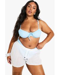 Boohoo - Plus Beaded Cotton Beach Shorts - Lyst