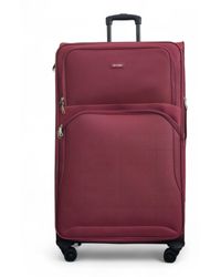 Infinity Leather - Expandable Soft Burgundy Extra Large 8 Wheel Lightweight Suitcase Luggage Travel Bags - Lyst