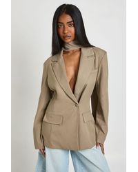 Boohoo - Scarf Detail Cinched Blazer - Lyst