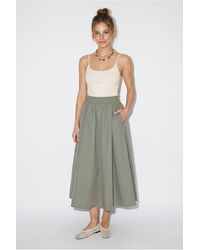 Bianco Lucci - High-Waist Cotton Poplin Midi Skirt - Lyst