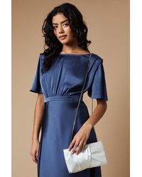 Oasis - Ruched Satin Clutch Bag With Removable Shoulder Strap - Lyst