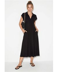 Bianco Lucci - A-Line Midi Jersey Dress With Polo Collar - Lyst